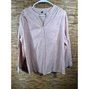 Mens Shirt XL Pink Pullover Button Long‎ Sleeves